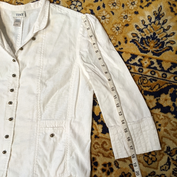 Tint white linen blend tailored jacket Sz Large - Picture 14 of 14